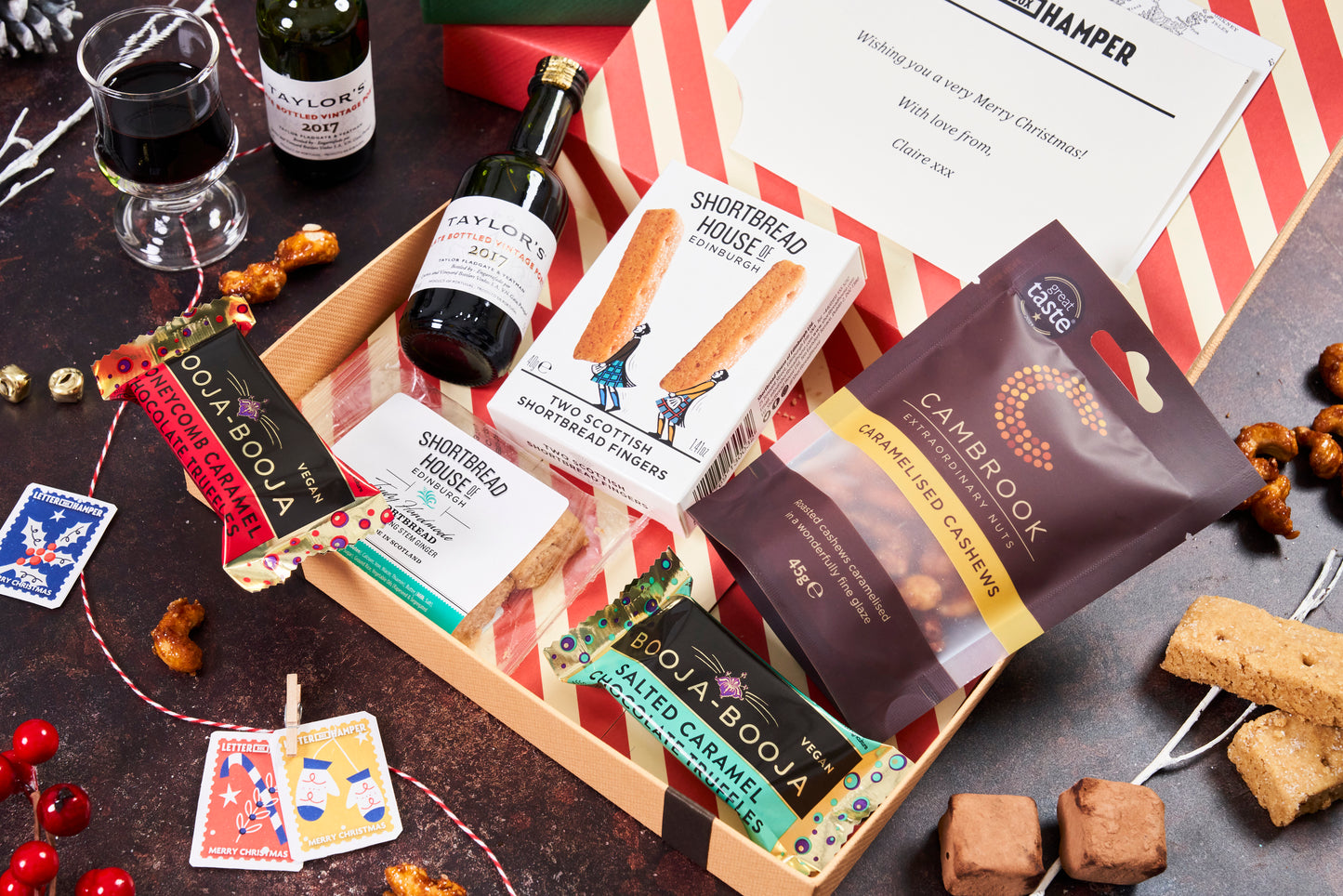 Holidays have come early - Luxury Christmas Letter Box Hamper with Port & Chocolate truffles