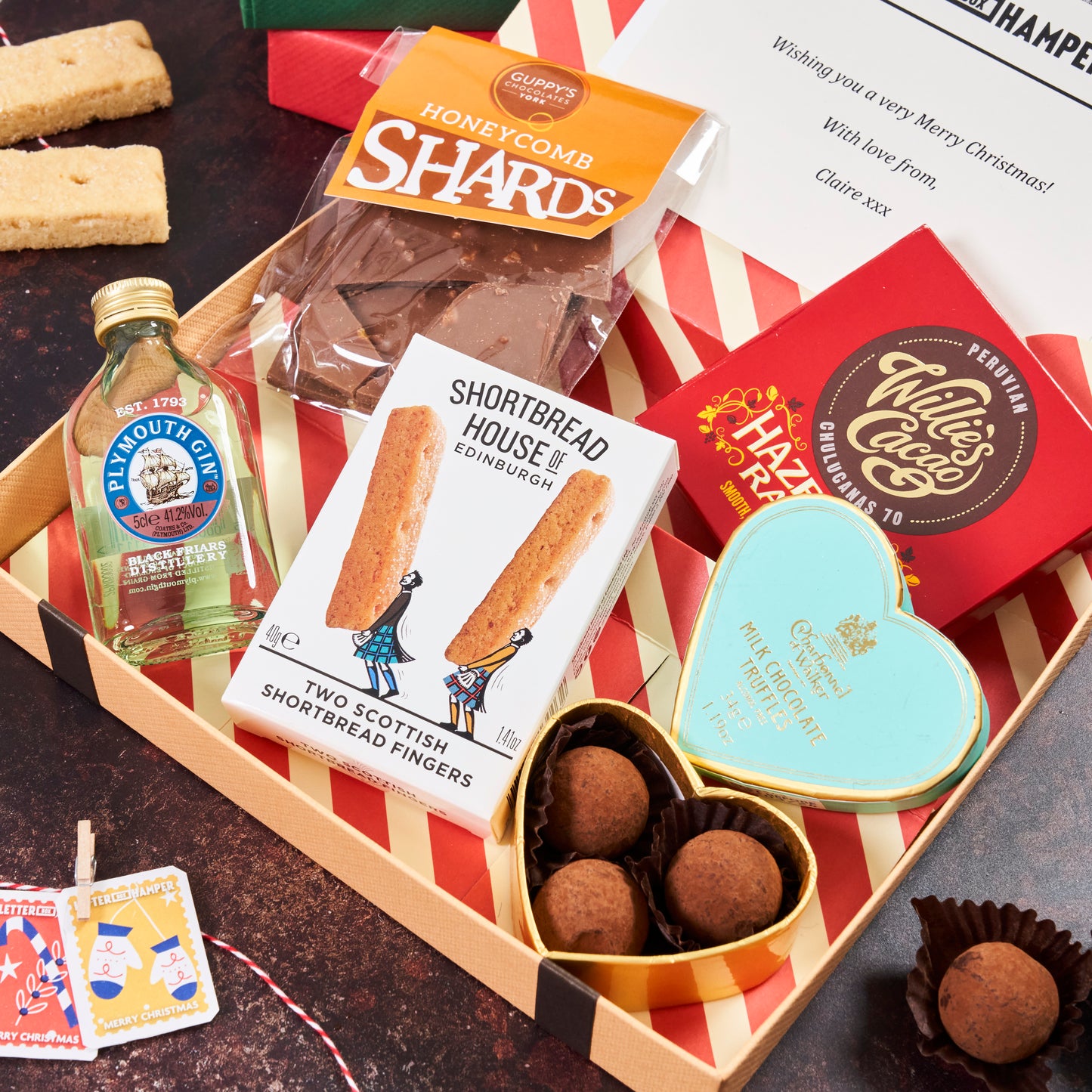 Luxury Christmas Letter Box Hamper with Gin & Milk Chocolate truffles