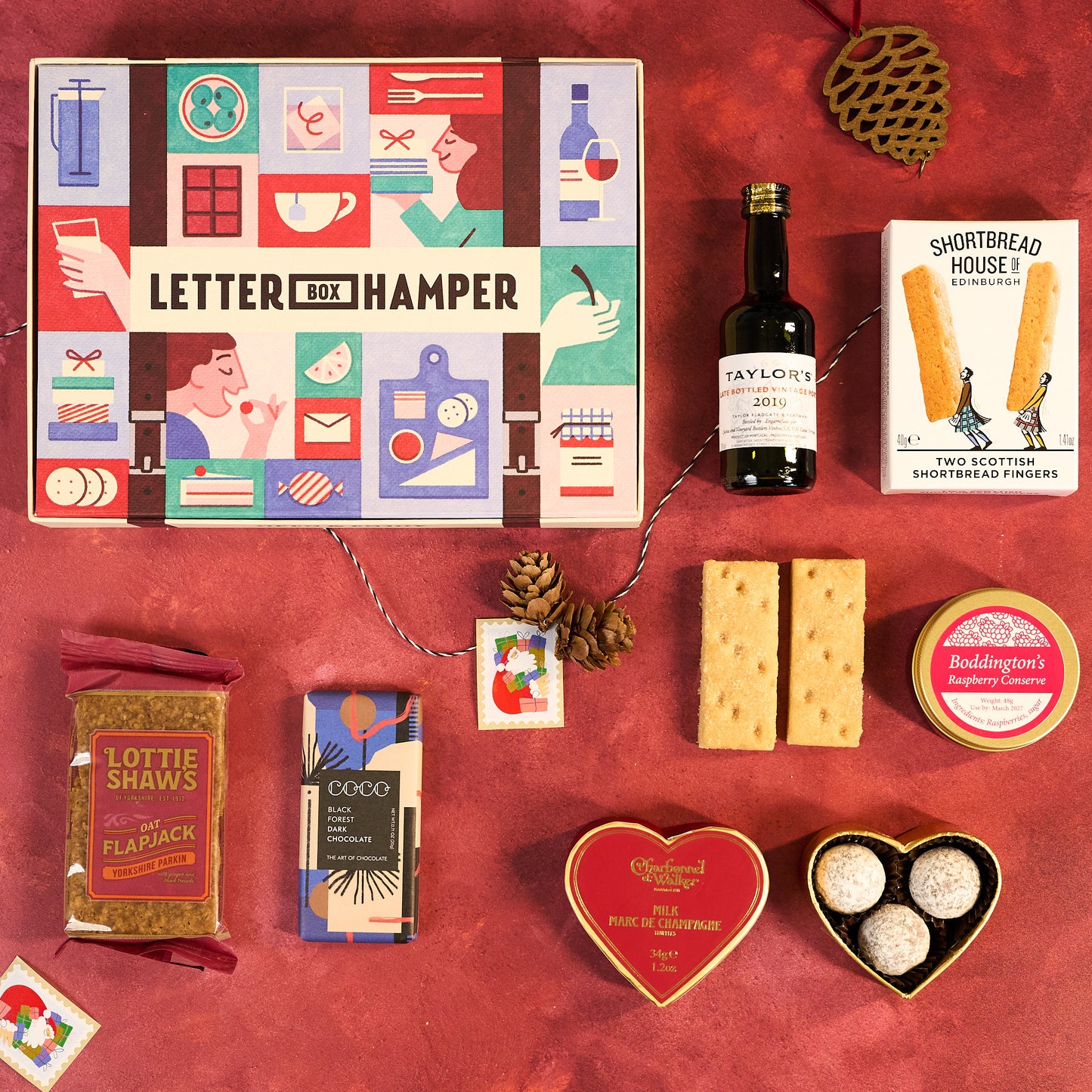 Christmas Letter Box Hamper with Port & Chocolate truffles