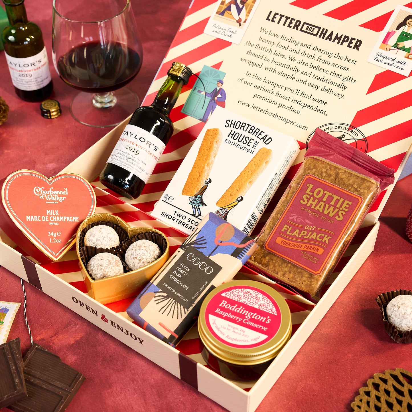 Christmas Letter Box Hamper with Port & Chocolate truffles