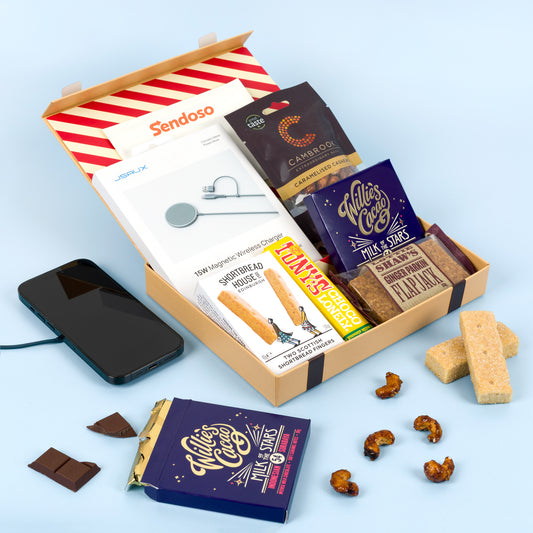 Wireless charger and treats Letter Box Hamper