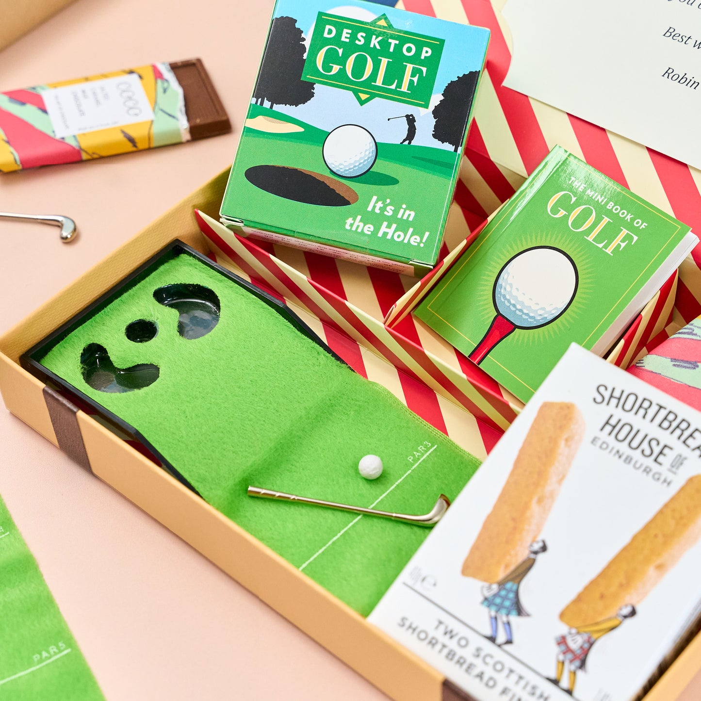 Desktop golf and treats Letter Box Hamper