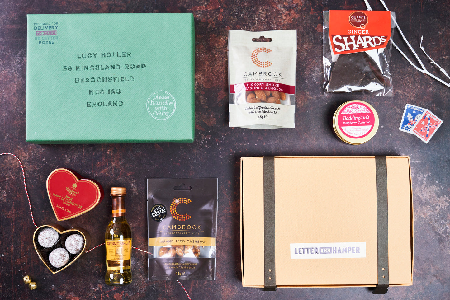 Christmas Chocolate, Whisky And Nuts Festive Letter Box Hamper